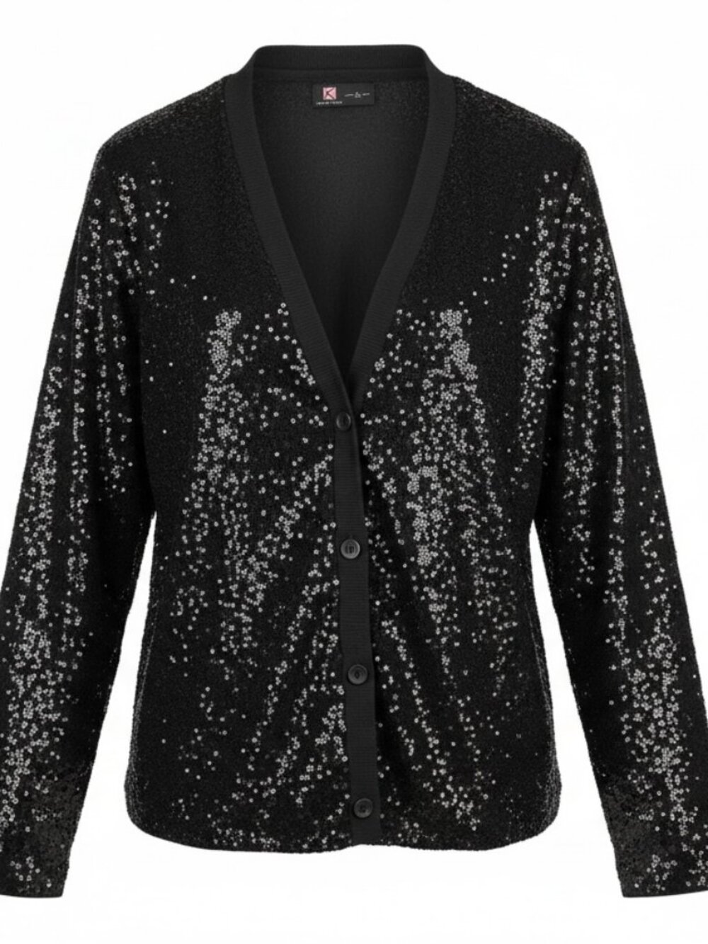 NWT Kancy Kole Black Sequin Cardigan Jacket Sparkly Blazer XL